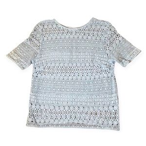 Victoria’s Secret Crochet Short Sleeve Top - size women's small - gray pale blue